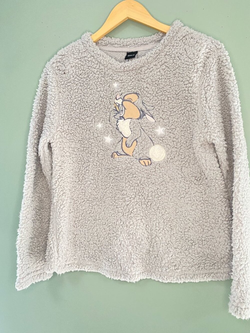 Disney Thumper Sherpa Sweatshirt Size Lg Gray